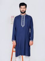 Navy Blue Cotton Panjabi - Image 3